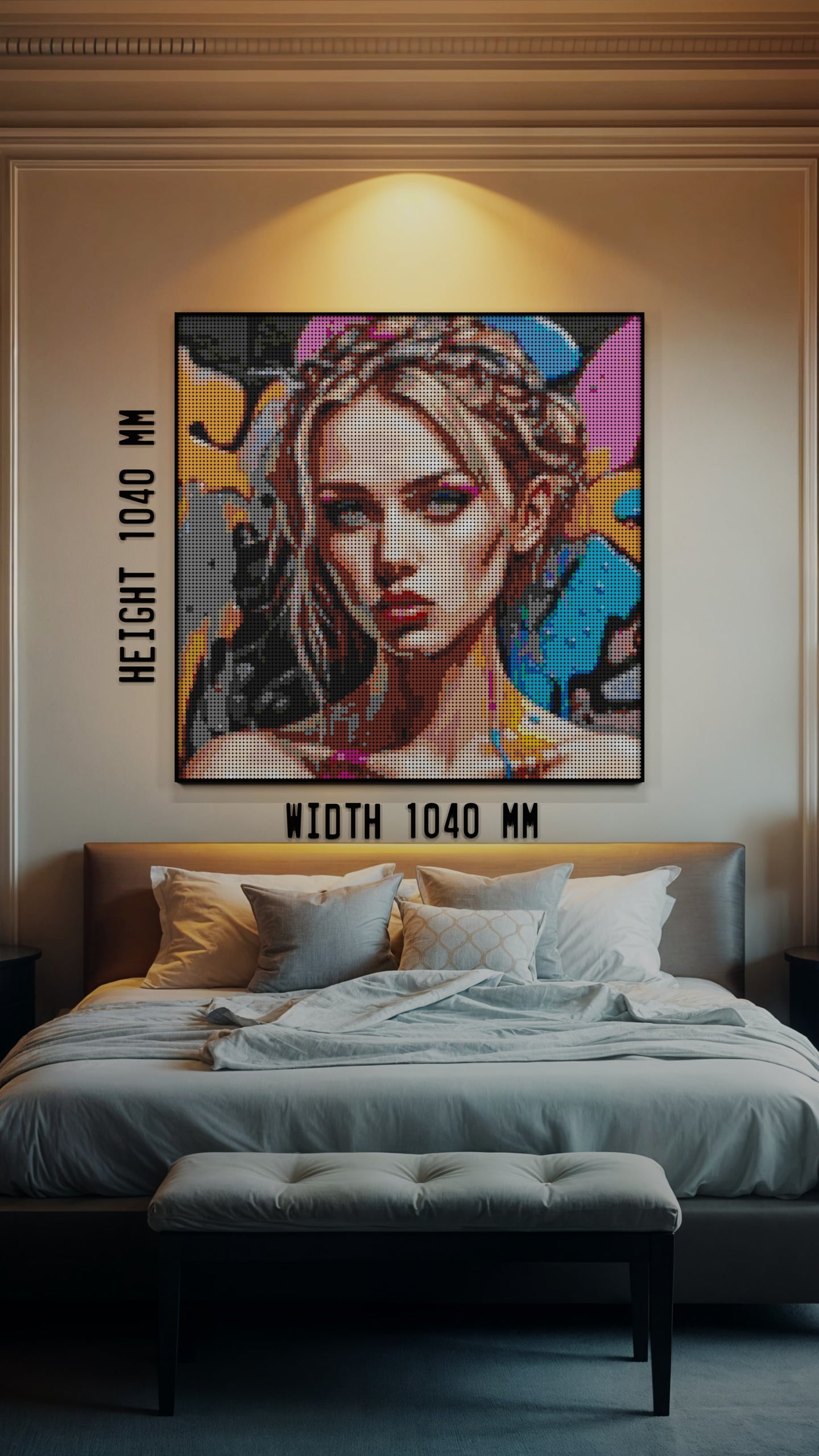 Canvas Muse LEGO® Style mosaic wall art made from colorful plastic bricks